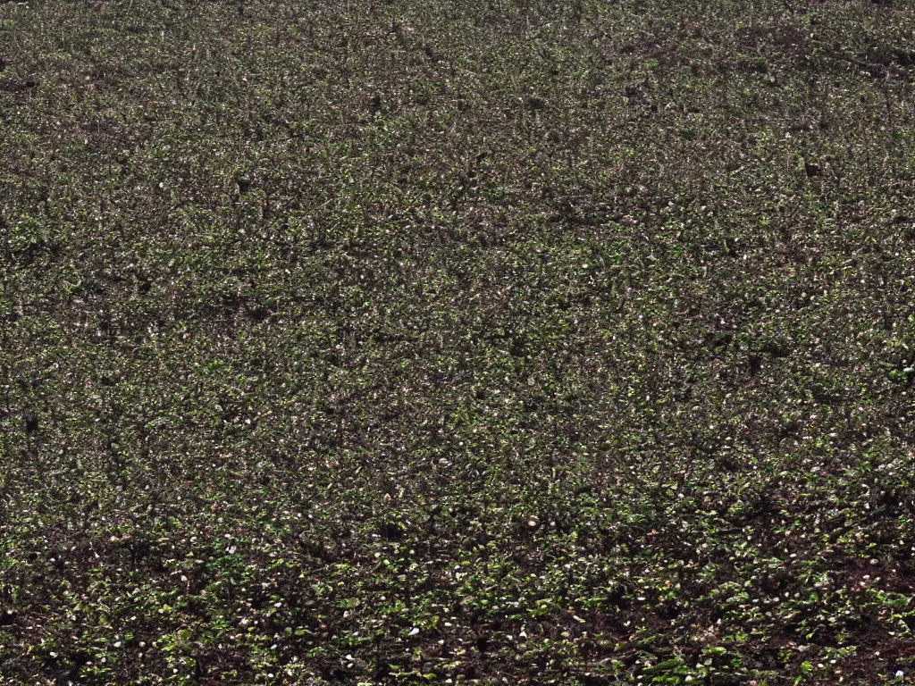 Prompt: army of seeds marching towards an impressive epic ant hill, somber lighting, dynamic