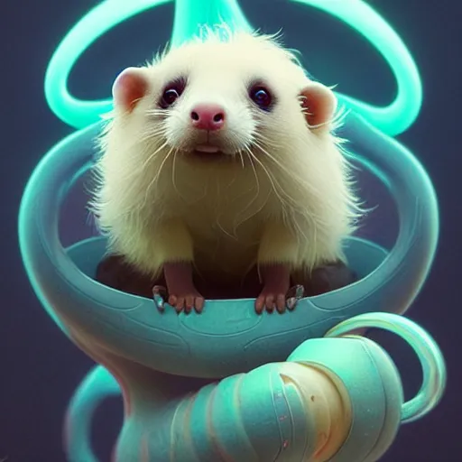 Image similar to fluff, cute, fractal, ferret:: by beeple and James Gilleard and Justin Gerard :: ornate, dynamic, particulate, intricate, elegant, highly detailed, centered, artstation, smooth, sharp focus, octane render, 3d