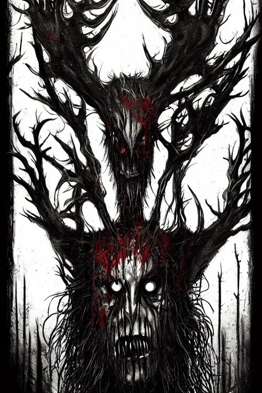 Image similar to mad wendigo artwork by ben templesmith