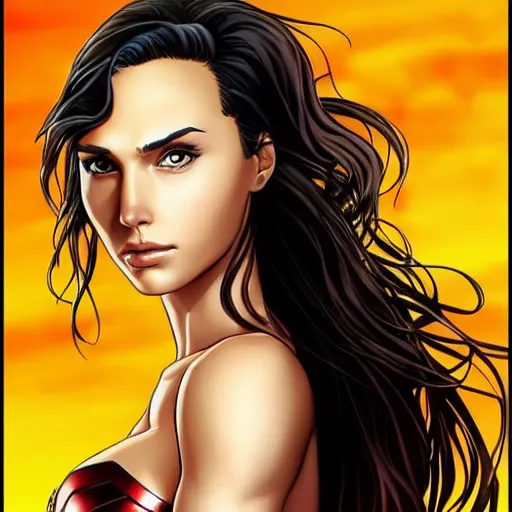 Prompt: a portrait of gal gadot, anime art style, highly detailed, highly realistic, beautiful detailes