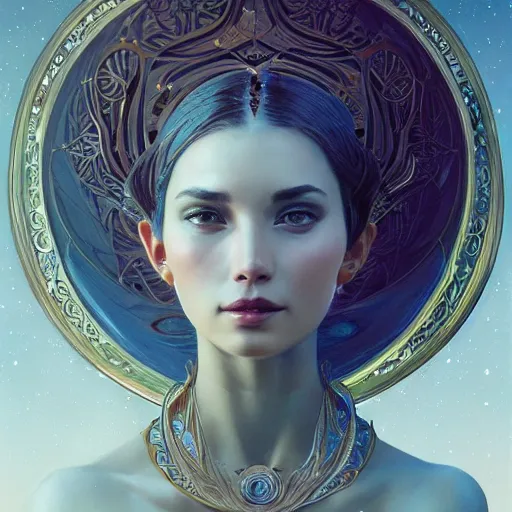 Prompt: perfectly-centered-Portrait of a lunar Goddess, intricate, highly detailed, digital painting, artstation, concept art, smooth, sharp focus, illustration, Unreal Engine 5, 8K, art by artgerm and greg rutkowski and alphonse mucha