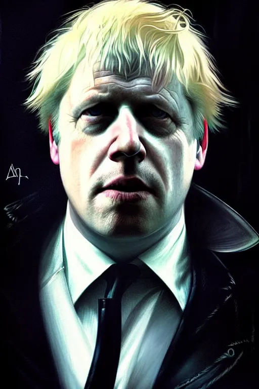 Image similar to Boris Johnson as Neo from The Matrix, portrait, highly detailed, digital painting, artstation, concept art, smooth, sharp focus, illustration, cinematic lighting, art by artgerm and greg rutkowski and alphonse mucha