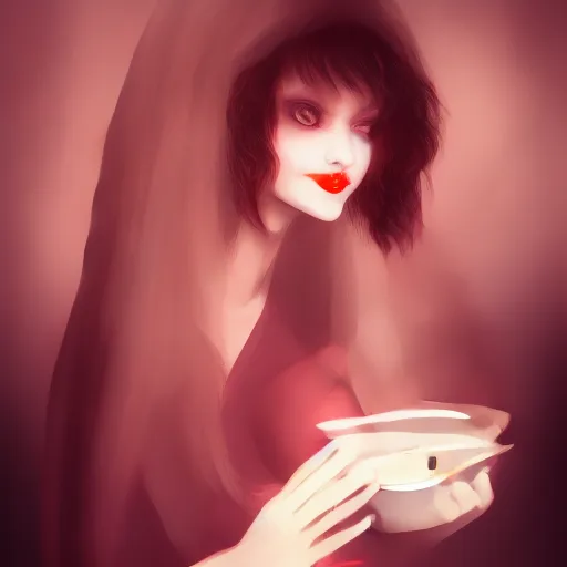 Prompt: A female vampire on a date, 4k, trending on artstation