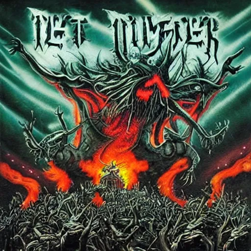 Prompt: most epic thrash metal album cover of all time