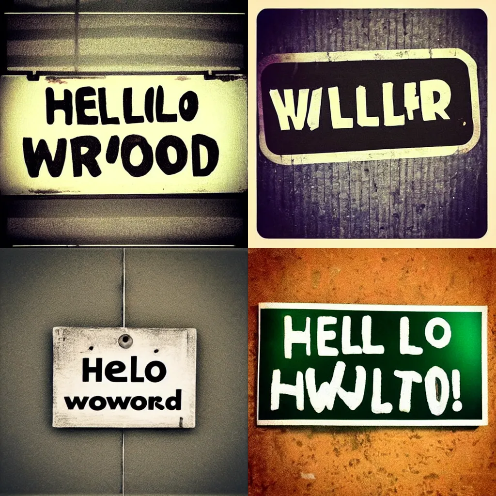 Prompt: a sign with text “Hello World!”