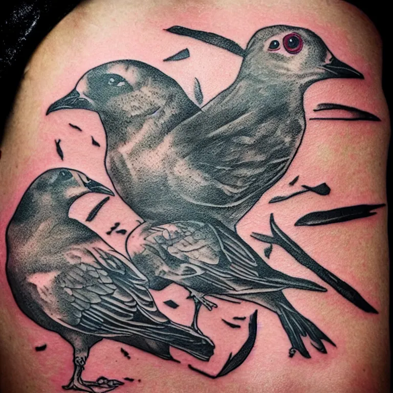 Image similar to tattoo of a common nyc street pigeon, stylized