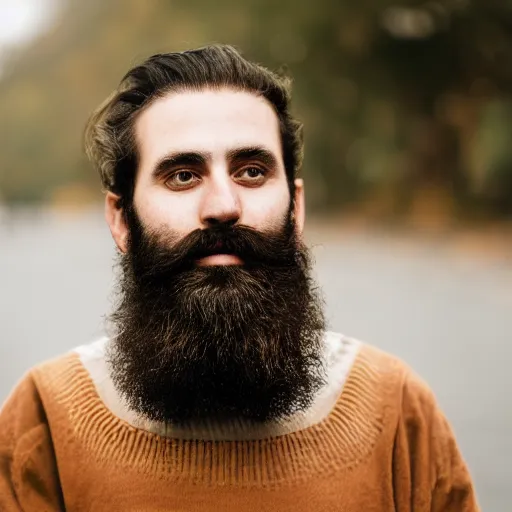 Prompt: bearded man, EOS-1D, f/1.4, ISO 200, 1/160s, 8K, RAW, unedited, symmetrical balance, in-frame