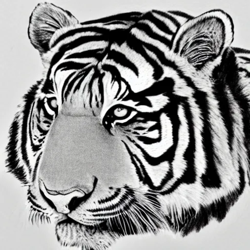 Image similar to an ink drawing of a chinese tiger