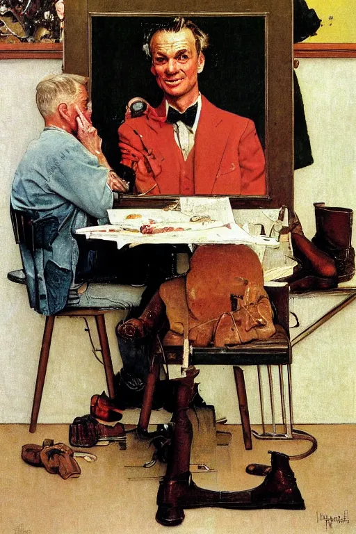 Image similar to Rick Dalton painted by Norman Rockwell
