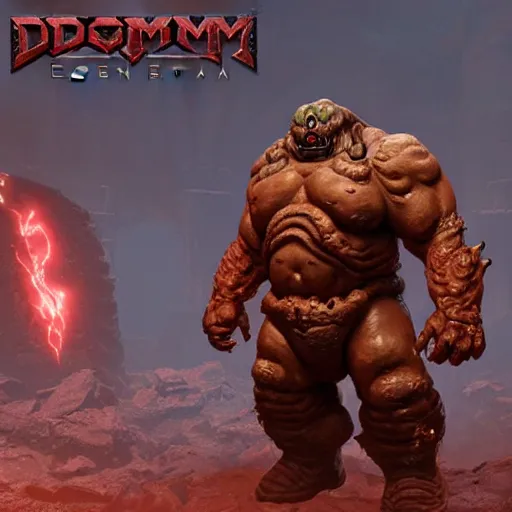 Image similar to sturdy fat monster from doom eternal