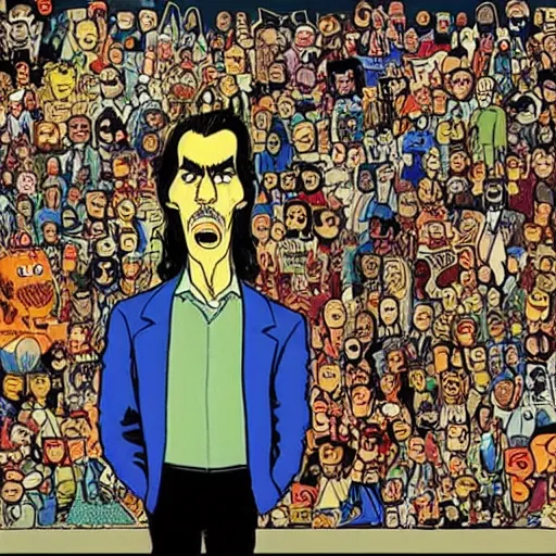 Image similar to nick cave in the style of robert crumb's Fritz the Cat