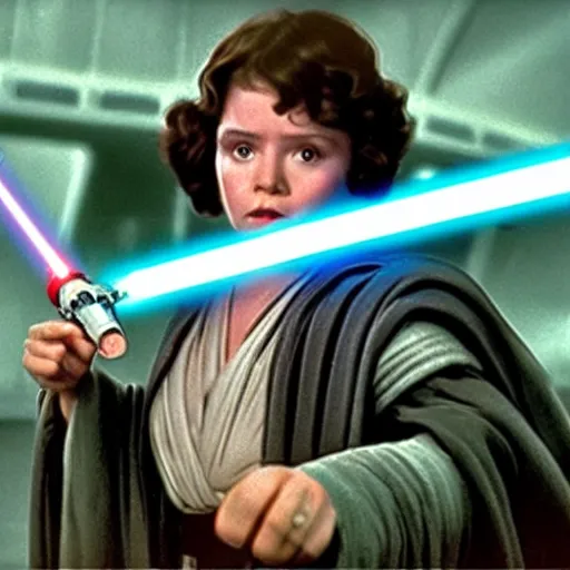 Image similar to Rosie O Donnel in Star Wars with a lightsaber