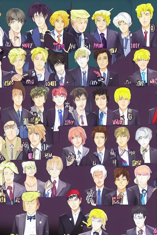 Prompt: dating sim sprite of donald trump, otome, bishounen, in a anime dating sim on steam