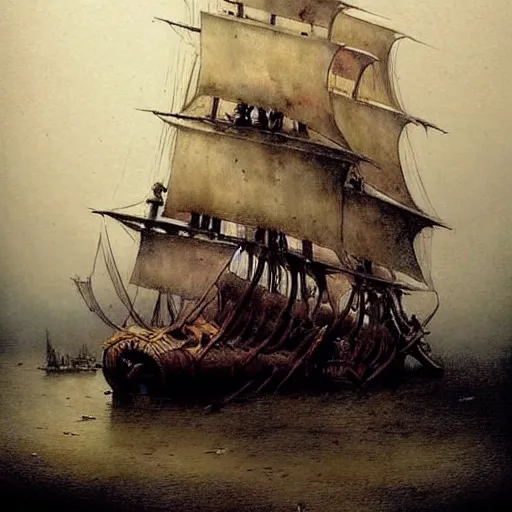 Image similar to (((((17th century pirate ship . muted colors.))))) by Jean-Baptiste Monge !!!!!!!!!!!!!!!!!!!!!!!!!!!