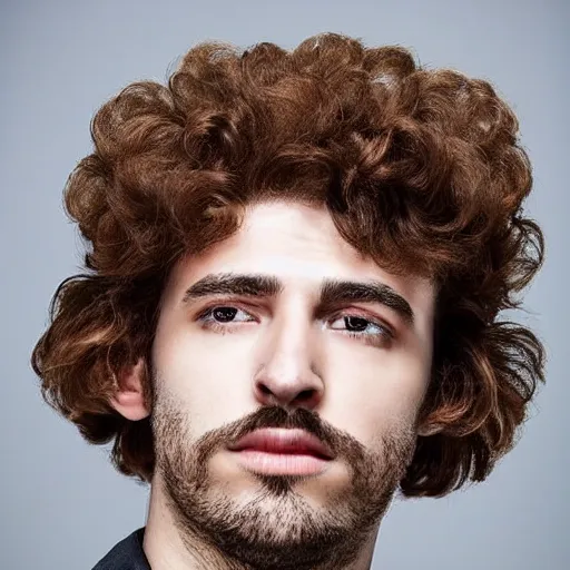 Prompt: man with a poodle hairstyle