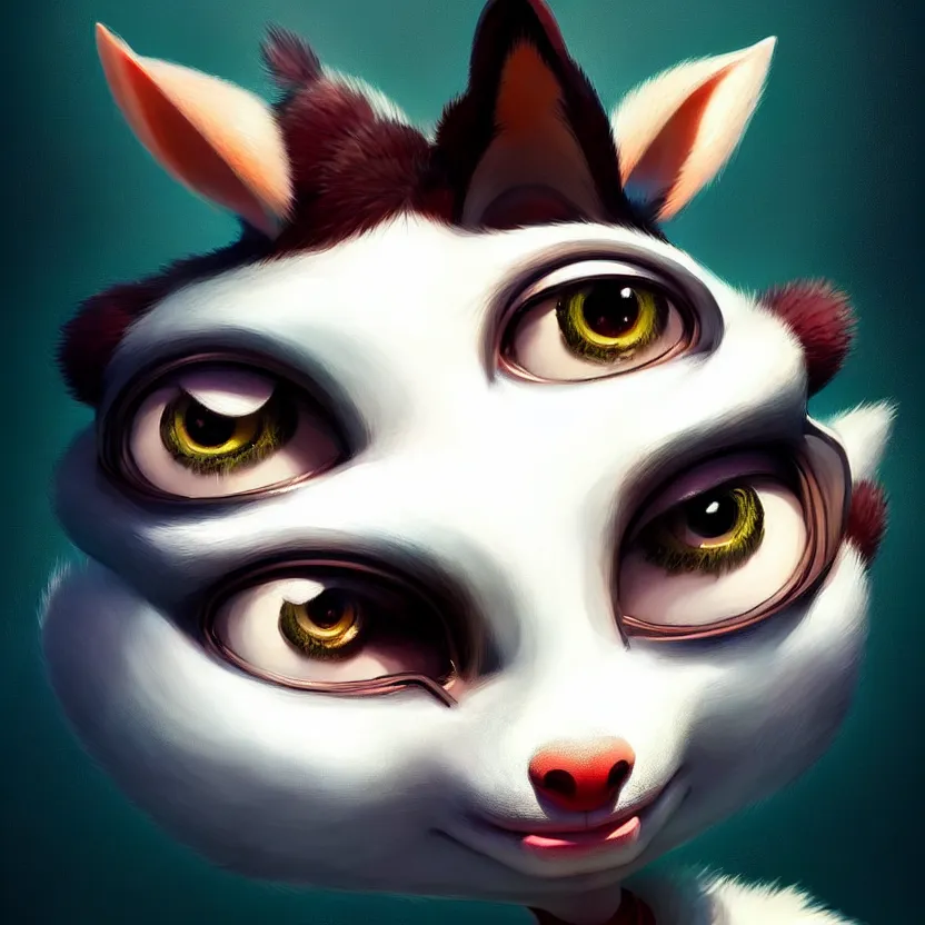 Image similar to a beautiful portrait of a cute anthropomorphic humanoid fursona. big eyes. character design by cory loftis fenghua zhong ryohei hase isma