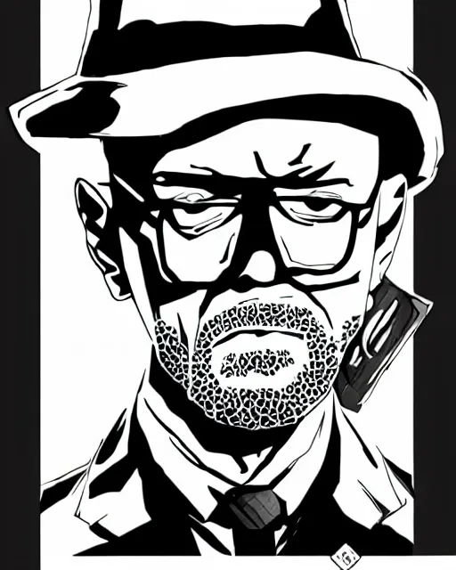 Prompt: Heisenberg, in the style of Persona 5, Persona 5, Persona 5 artwork
