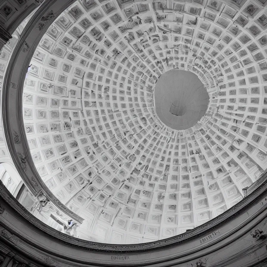 Prompt: a huge neoclassical building with a spiral dome by etienne - louis boullee, leica sl 2 5 0 mm, heavy grain, high quality, high detailed