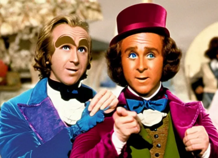 Image similar to film still of Ryan Reynolds as Willy Wonka in Willy Wonka and the Chocolate Factory 1971