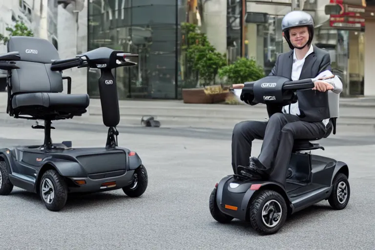 Prompt: a mobility scooter designed and produced by audi