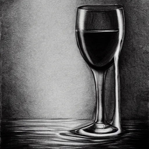 Image similar to wine becomes water, pencil sketch, black and white