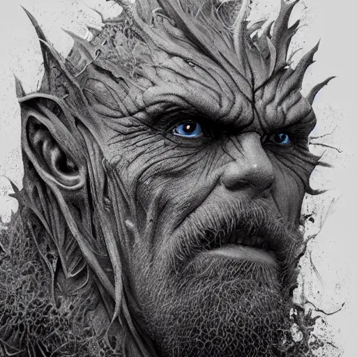 Image similar to a well designed portrait of Swamp thing , detailed, realistic, sketch style, Artstation,Greg Rutkowski, 8K resolution.