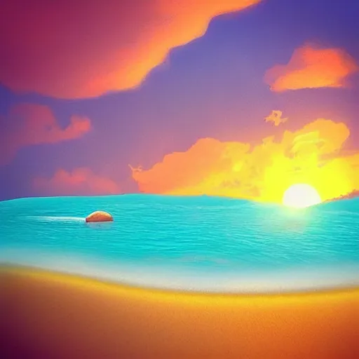 Image similar to “poop island with flies, Bahamas, Beautiful sunset, dynamic lighting, blue water, white sand, dolphin made of poop jumping out of water, trending on artstation, detailed, masterpiece”