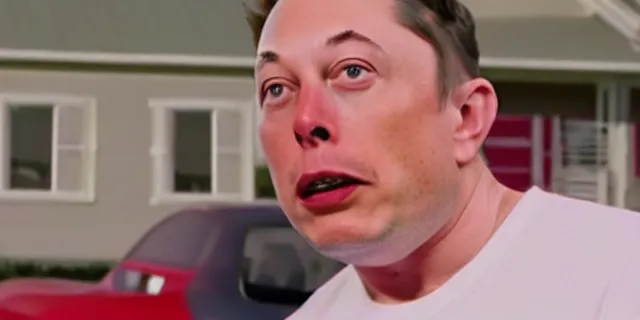 Prompt: scene with bald elon musk in a tracksuit in trailer park boys