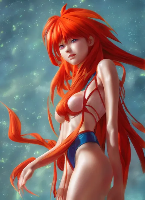 Image similar to asuka langley soryu, from league of legends, hyper detailed, digital art, trending in artstation, cinematic lighting, studio quality, smooth render, fluorescent skin, unreal engine 5 rendered, octane rendered, art style by klimt and nixeu and ian sprigger and wlop and krenz cushart