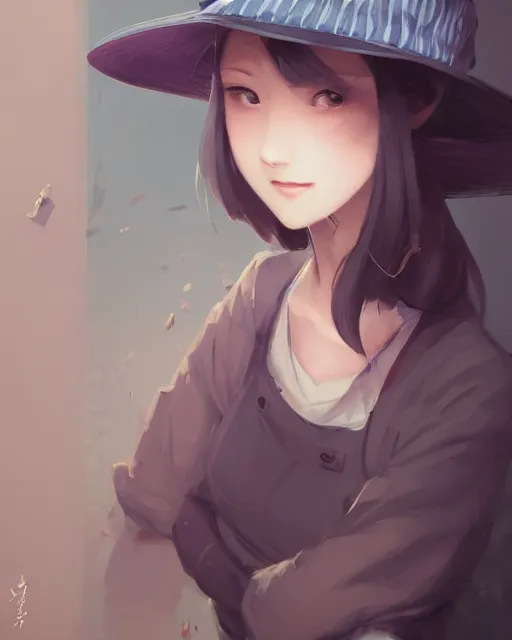 Image similar to girl with beret, sharp details, sharp focus, elegant, highly detailed, illustration, by Jordan Grimmer and greg rutkowski and PiNe(パイネ) and 薯子Imoko and 香川悠作 and wlop and maya takamura, intricate, beautiful, Trending artstation, pixiv, digital Art