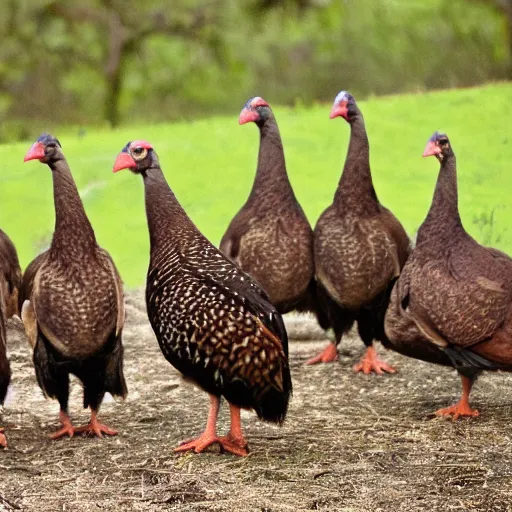 Image similar to group of wild turkeys in a field pecking at a well done steak