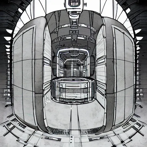 Prompt: aperture science laboratories in the style of Hr.Giger