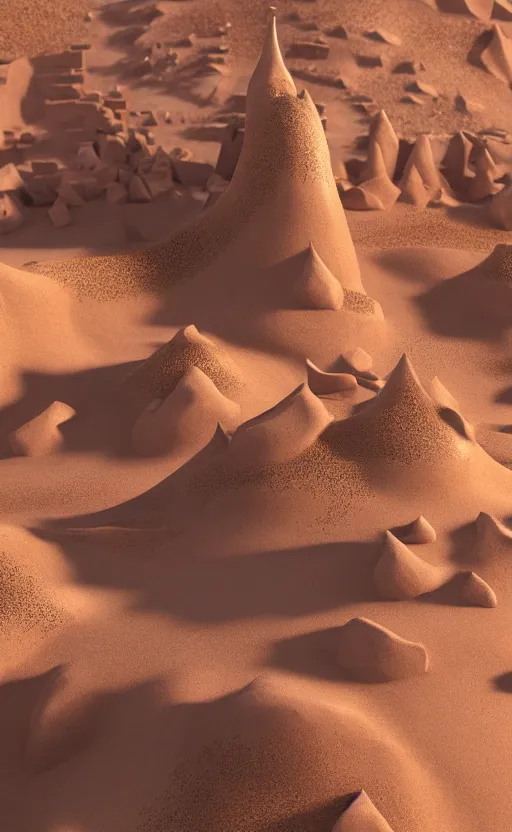 Prompt: a sandstone hill in a desert with a sand castle on it. intricate artwork by Tooth Wu and wlop and beeple. octane render, hyper realism, 8k