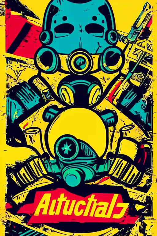 Image similar to fallout 7 6 retro futurist illustration art by butcher billy, sticker, colorful, illustration, highly detailed, simple, smooth and clean vector curves, no jagged lines, vector art, smooth andy warhol style