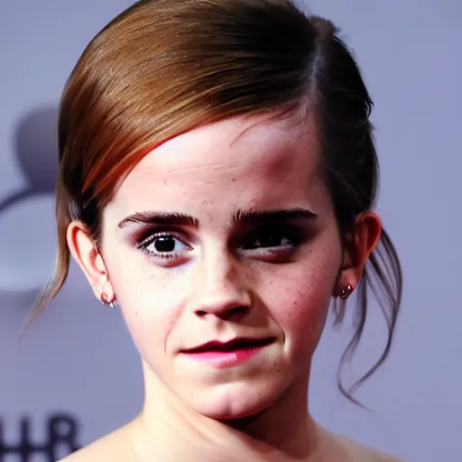 Image similar to photo of emma watson looking disgusted, disappointed, disproving, detailed face, staring in the camera, hd