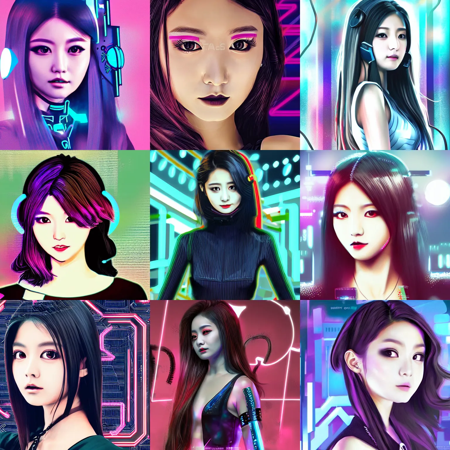 Prompt: digital art, detailed realistic illustration of Tzuyu as a cyberpunk Art Deco girl