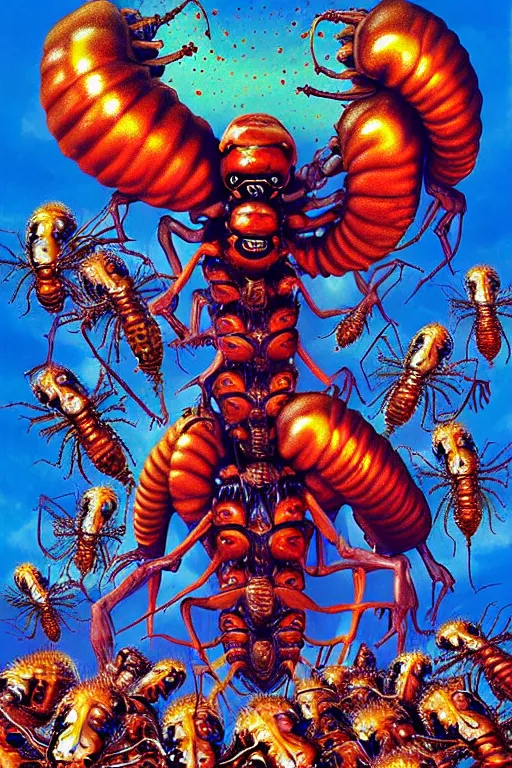 Prompt: a hyperrealistic painting of an epic boss fight against a swarm of alien hornets on a sunny day at the park, cinematic horror by chris cunningham, lisa frank, richard corben, highly detailed, vivid color,