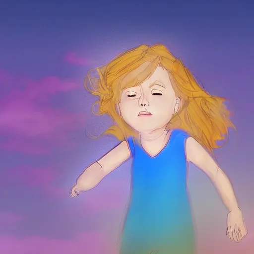 Image similar to poor child dreaming they are in a better place, digital art, inspired by glen keane