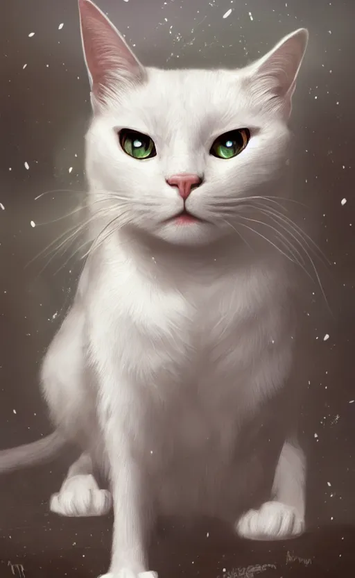 Image similar to a white cat with cosmos in its eyes, dynamic lighting, photorealistic fantasy concept art, trending on art station, stunning visuals, creative, cinematic, ultra detailed