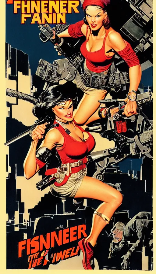 Image similar to female version of the punisher. portrait by clyde caldwell and jean giraud and anton otto fischer and john philip falter and will eisner and gil elvgren