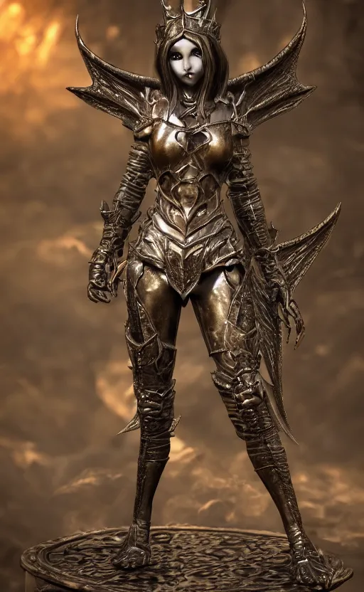 Image similar to Gothic elf princess in dragon armor, bronze statue, unreal engine, high detailed