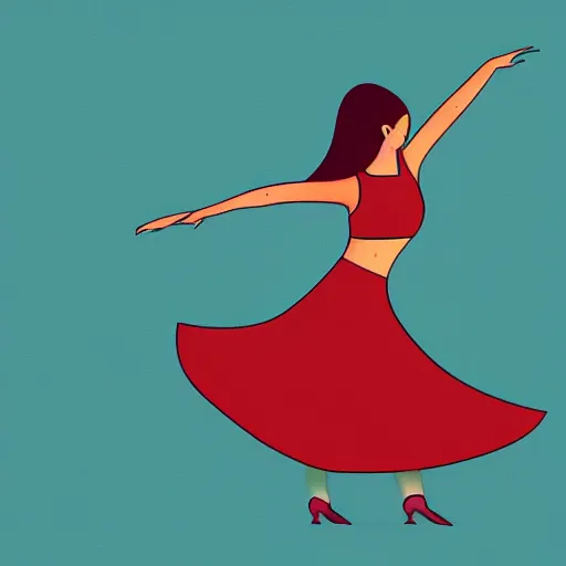 Prompt: a digital illustration of a beautiful woman dancing