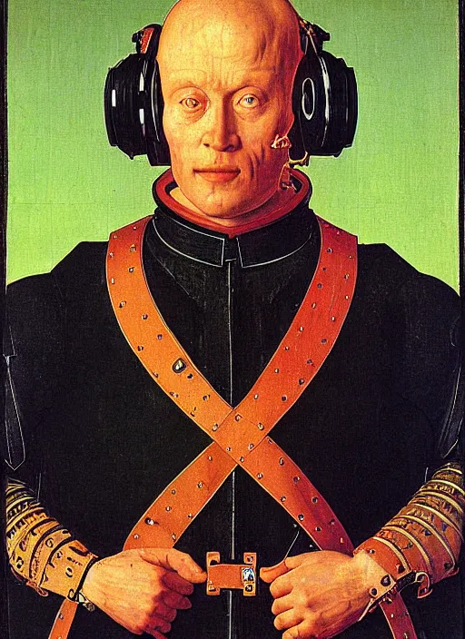 Image similar to a portrait of ED209 by Jan van Eyck