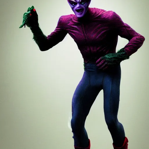 Prompt: Robert Pattinson as the green goblin