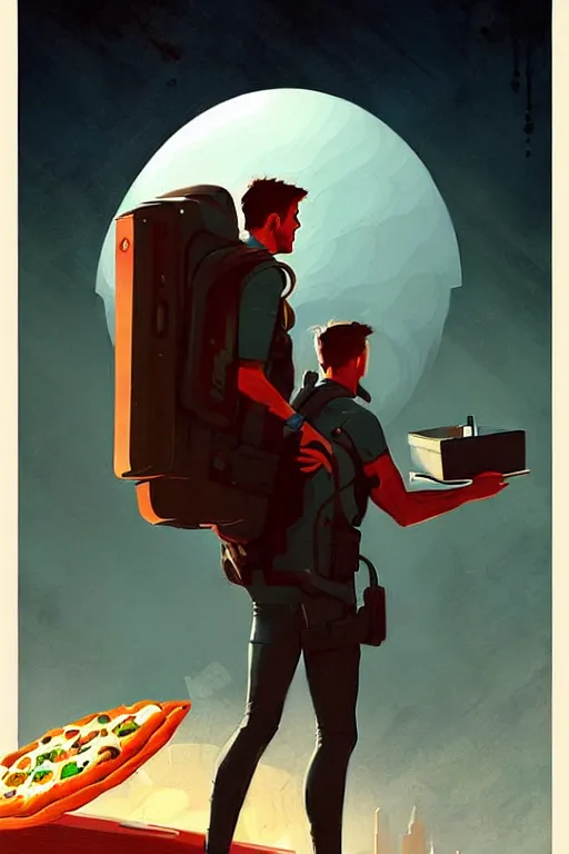 greg rutkowski travel poster science fiction pizza Stable Diffusion