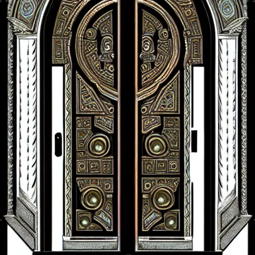 Image similar to hyper realistic ornate sci - fi double door by shinkai