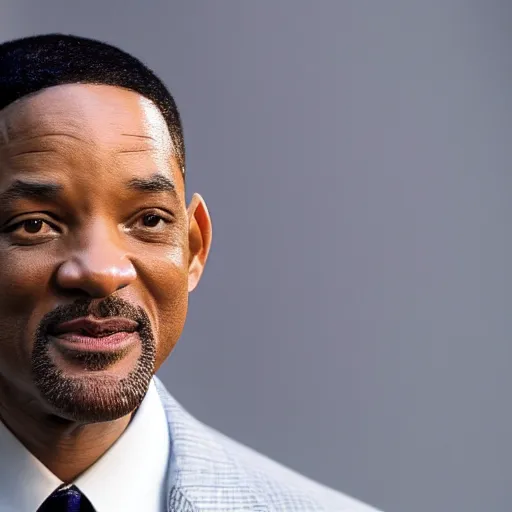 Image similar to a cinematic film still of Will Smith starring as Barack Obama, portrait, 40mm lens, shallow depth of field, close up, split lighting, cinematic