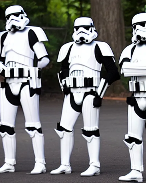 Image similar to stormtroopers wearing white kilts and black pointe shoes