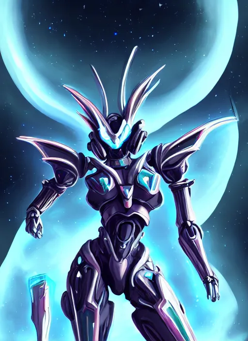 Image similar to cinematic goddess shot, cosmic sized perfectly proportioned stunning beautiful hot anthropomorphic robot mecha female dragon, in space, nebula background, larger than galaxies, holding galaxy, sharp claws, sleek silver armor, epic proportions, epic size, epic scale, digital art, furry art, macro art, dragon art, giantess art, warframe fanart, furaffinity, deviantart