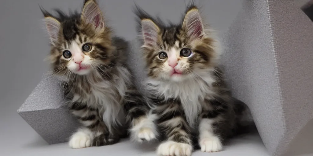 Image similar to a 3 d rendered movie still maine coon kitten descendant 1 million in the future. kitten wears a spacesuit, and explores cosmos in a space ship with a cat tree. science fiction blockbuster movie kittens rule the world or what's on tv? kittens!, dramatic lighting, imax 7 0 mm. digital art, buzz lightyear ( film )
